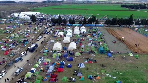 Thousands of immigrants are in a wait at the border between Greece and FYROM Stock Footage 61198625