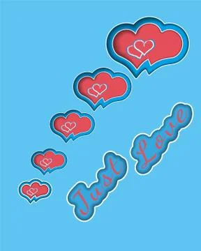 Thousands of love vector greeting card design with 3d realistic paper cut hea Stock Illustration