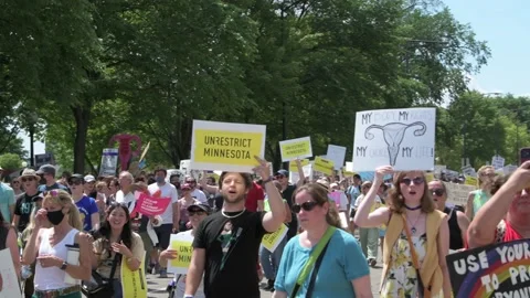 Thousands march and rally in support of legal abortion access in Minnesota Video stock 201945810