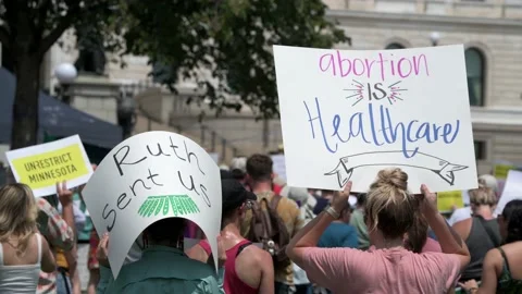 Thousands march and rally in support of legal abortion access in Minnesota Video stock 201948436