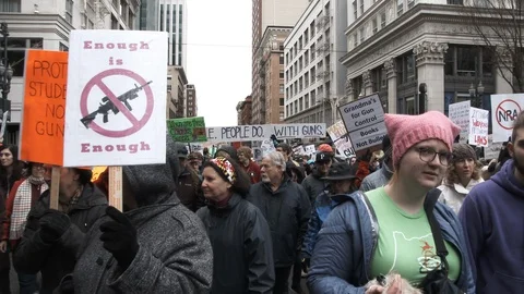 Thousands Marching For Better Gun Laws 스톡 동영상 87710458