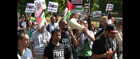 Thousands Marching for Gaza on August 9 2014 London UK Stock Footage 144254767