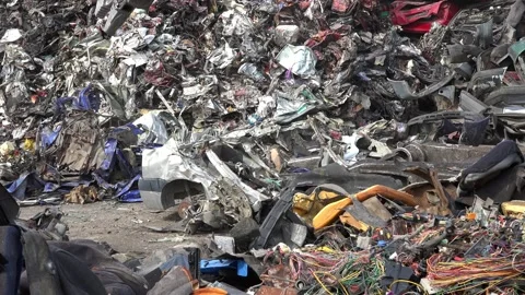 Thousands of old cars will be destroyed at the scrapyard Stock Footage 211752859