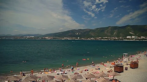Thousands pack Bondi Beach on a hot summer day. Stock Footage 80207657