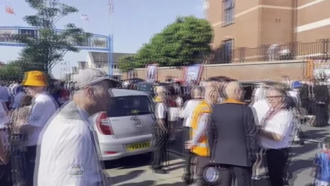 Thousands of people attend Twelfth of July parade in Belfast, Belfast, GB - 13 J Video stock 339461763