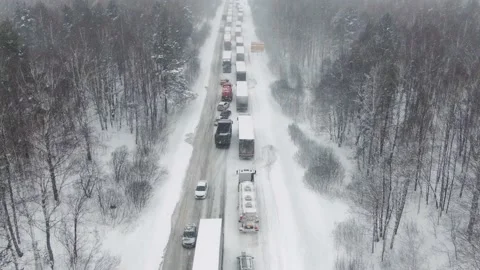 Thousands of people were stranded on the highway as a heavy snowstorm. Stock Footage 150262605