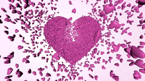 Thousands Pink 3D Hearts Stock Footage 72247928