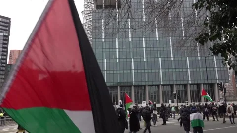 Thousands of pro-Palestine demonstrators march to US embassy Stock Footage 302001203