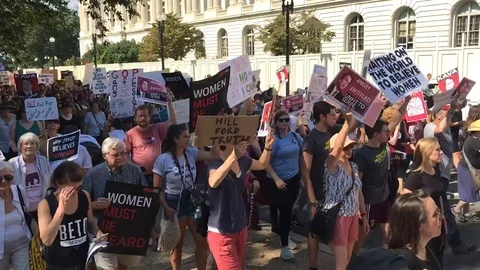 Thousands protest against Trumps Supreme Court nominee on Capitol Hill Stock Footage