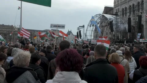 Thousands rally to support Viktor Orbán, Budapest Hungary Stock Footage 172059794