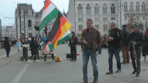 Thousands rally to support Viktor Orbán, Budapest Hungary Stock Footage 172061131