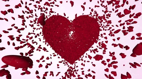 Thousands Red 3D Hearts Stock Footage 72187007