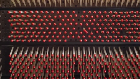 Thousands of Red Tipped Matches Drying on Factory Racks Close Up Vídeo Stock 339736949