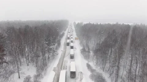 Thousands stranded on highway as major snowstorm and blizzard hits hard causing Stock Footage 150258662