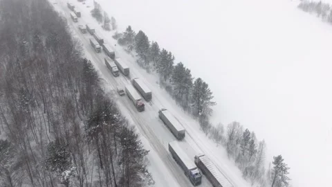 Thousands stranded on highway as major snowstorm and blizzard hits hard causing Stock Footage 150260124