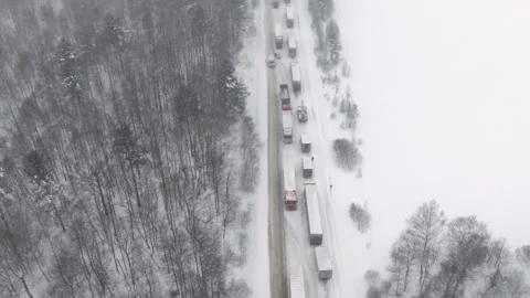 Thousands stranded on highway as major snowstorm and blizzard hits hard causing Stock Footage 150261066