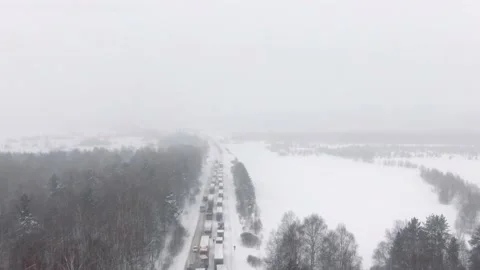 Thousands stranded on highway as major snowstorm and blizzard hits hard causing Stock Footage 150262171