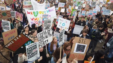 Thousands of students and young people protest in London as part of the Stock-Footage 104821275