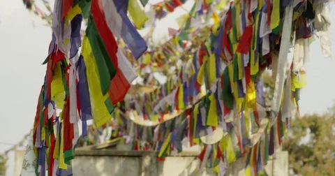 Thousands of Tibetant Prayer Flags can be seen at Swayambhunath (Monkey Temple) Stock Footage 72993233