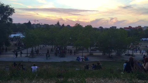 Thousands of Tourists at Mauerpark, Berlin Stock Footage 71769914