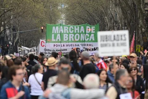 Thousands turn out for 'March of Anger' against Milei's economic plan in Buenos  Stock Photos