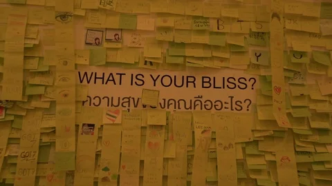 Thousands of Yellow Post-it's On a Wall with a Centralized Message Stock-Footage 123729583