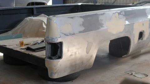 Thr car is in the process of repair. Stock Footage 117940483