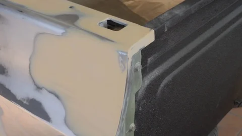Thr car is in the process of repair. Stock Footage 117940696