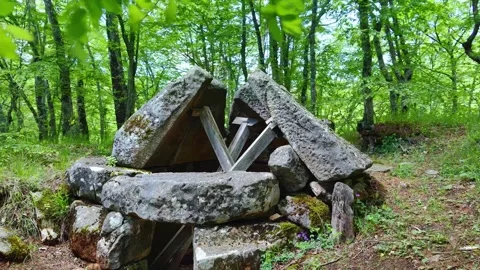 THRACIAN CMPLEXULT CO IN LOCALITY "PROPADA", NEAR MALKO TARNOVO Stock Footage 282707597