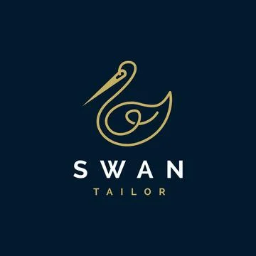 Thread and needle, Swan taylor logo icon vector template on dark background Stock Illustration