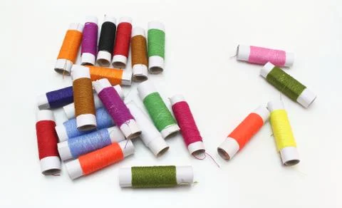 Thread and needle on white background Foto stock