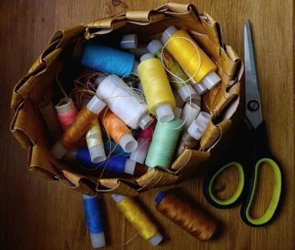 Thread and scissors Stock Photos