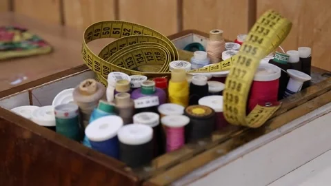 Thread and tape measure Stock Footage 142582308