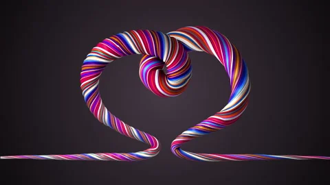 Thread animation. A braided rope creates a heart. The silhouette of love. Knot.  Stock Footage 153050670