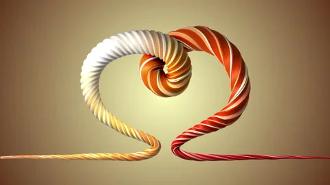 Thread animation. A braided rope creates a heart. The silhouette of love. Knot.  Stock-Footage 153068626