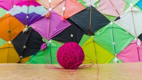 Thread ball for makar sankranti. Stock Photos