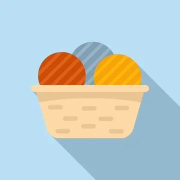 Thread basket icon flat vector. Cotton production 스톡 일러스트