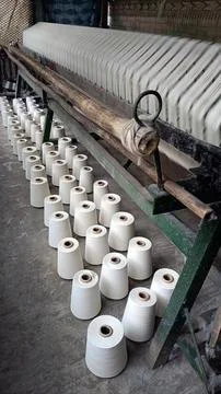 Thread bobbins fabric Fotos de archivo