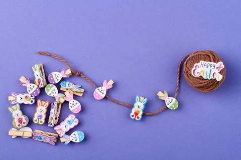 Thread clew and happy easter wish. Stock Photos