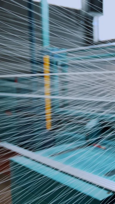 Thread. close-up. abstract drawings made from stretched threads in the light. Stock Footage 317170876