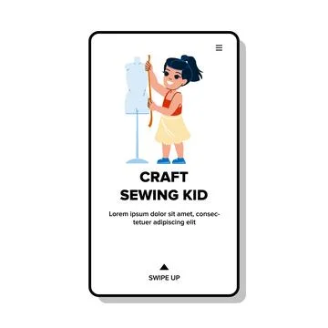 Thread craft sewing kid vector Illustrazione stock