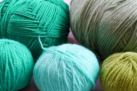 Thread crochet wool green background Stock Photos
