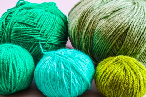 Thread crochet wool green background Foto stock