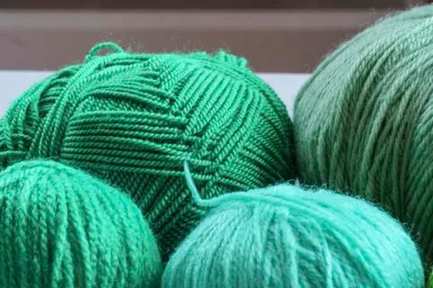Thread crochet wool green background Stock Photos