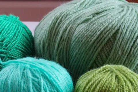Thread crochet wool green background Stock Photos