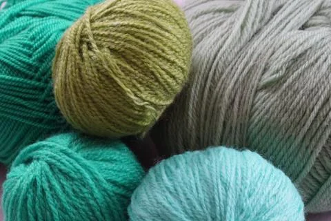 Thread crochet wool green background Stock Photos