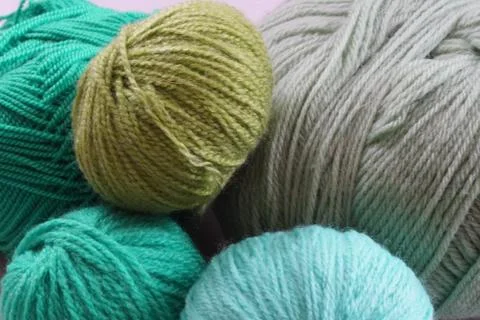 Thread crochet wool green background Stock Photos