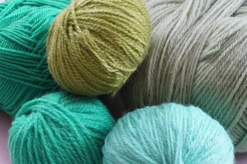 Thread crochet wool green background Stock Photos