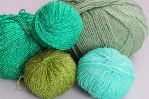 Thread crochet wool green background Stock Photos