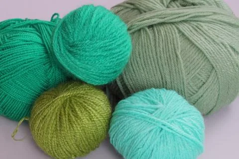Thread crochet wool green background Stock Photos